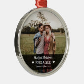 私たちの初めてのクリスマス婚約したかわいいハート写真 メタルオーナメント (右)