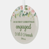 私たちの初めてのクリスマス婚約したのパーソナライズされたカップル ガラスオーナメント (正面左)