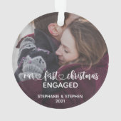 私たちの初めてのクリスマス婚約したの手書き写真 オーナメント (裏面)