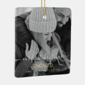 私たちの初めてのクリスマス婚約したの手書き写真 セラミックオーナメント (右)