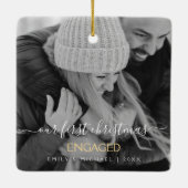 私たちの初めてのクリスマス婚約したの手書き写真 セラミックオーナメント (裏面)
