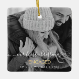 私たちの初めてのクリスマス婚約したの手書き写真 セラミックオーナメント
