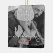 私たちの初めてのクリスマス婚約したの手書き写真 セラミックオーナメント (左)