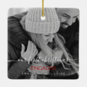 私たちの初めてのクリスマス婚約したの手書き写真 セラミックオーナメント (裏面)