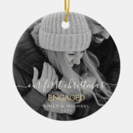 私たちの初めてのクリスマス婚約したの手書き写真 セラミックオーナメント
