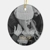 私たちの初めてのクリスマス婚約したの手書き写真 セラミックオーナメント (左)