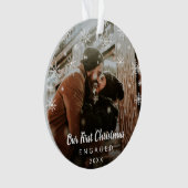 私たちの初めてのクリスマス婚約したの雪片の写真 オーナメント (正面)