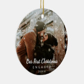 私たちの初めてのクリスマス婚約したの雪片の写真 セラミックオーナメント (右)