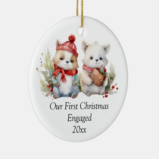 私たちの初めてのクリスマス婚約したは可愛い セラミックオーナメント (右)