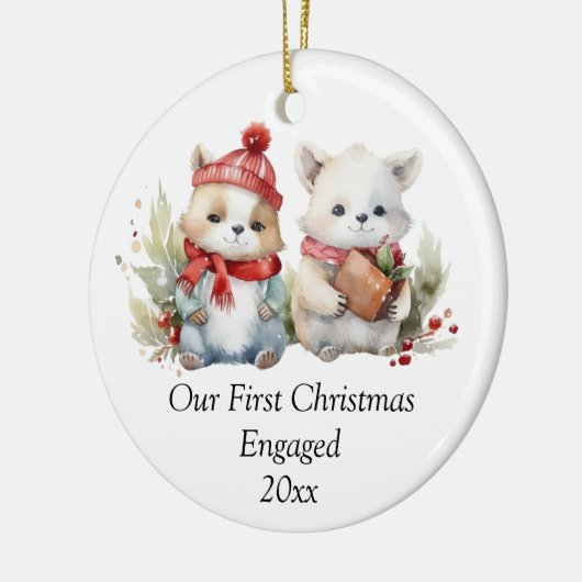 私たちの初めてのクリスマス婚約したは可愛い セラミックオーナメント (左)