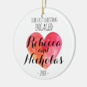 私たちの初めてのクリスマス婚約したまたは一緒のオーナメント セラミックオーナメント (左)