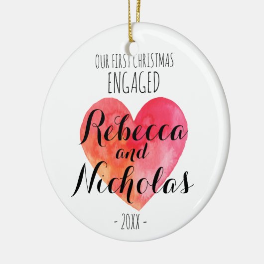 私たちの初めてのクリスマス婚約したまたは一緒のオーナメント セラミックオーナメント (左)