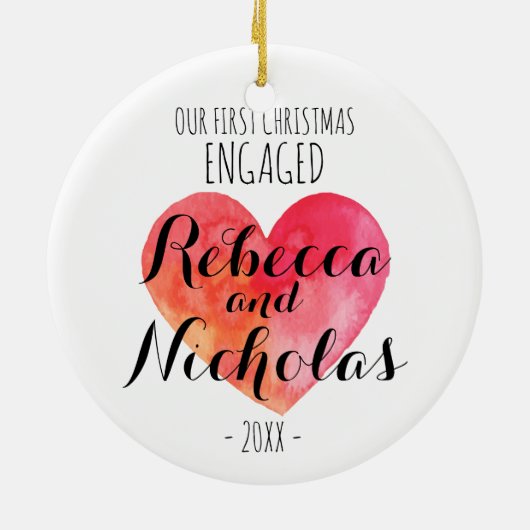 私たちの初めてのクリスマス婚約したまたは一緒のオーナメント セラミックオーナメント (裏面)