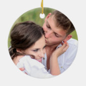 私たちの初めてのクリスマス婚約したエレガントフローラ写真 セラミックオーナメント (裏面)