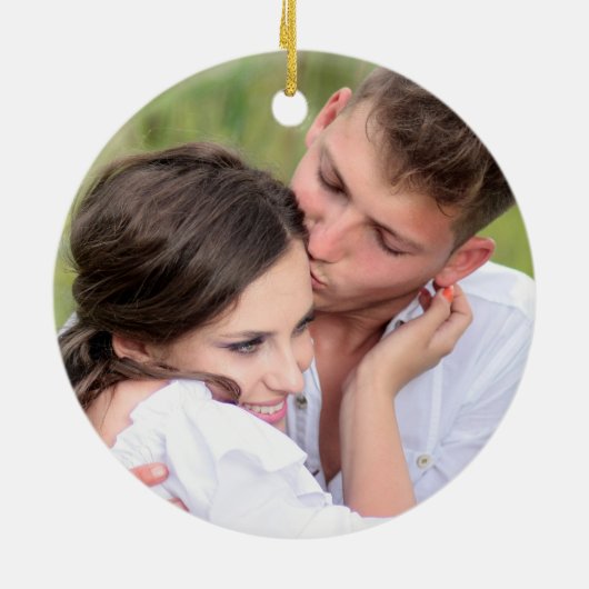 私たちの初めてのクリスマス婚約したエレガントフローラ写真 セラミックオーナメント (裏面)