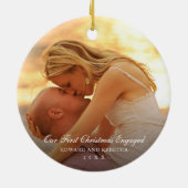 私たちの初めてのクリスマス婚約したエレガント写真 セラミックオーナメント (裏面)