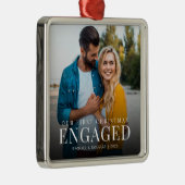 私たちの初めてのクリスマス婚約したエレガント写真 メタルオーナメント (右)