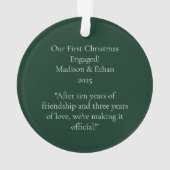 私たちの初めてのクリスマス婚約したエレガント金ゴールドシダ オーナメント (裏面)