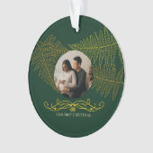 私たちの初めてのクリスマス婚約したエレガント金ゴールドシダ オーナメント (正面)