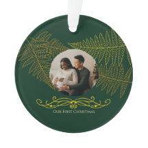 私たちの初めてのクリスマス婚約したエレガント金ゴールドシダ