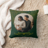 私たちの初めてのクリスマス婚約したエレガント金ゴールドシダ クッション (ブランケット)