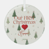 私たちの初めてのクリスマス婚約したオーナメントペルソライズ ガラスオーナメント (正面)