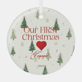 私たちの初めてのクリスマス婚約したオーナメントペルソライズ ガラスオーナメント