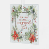 私たちの初めてのクリスマス婚約したオーナメント ガラスオーナメント (正面左)