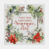 私たちの初めてのクリスマス婚約したオーナメント ガラスオーナメント (裏面)