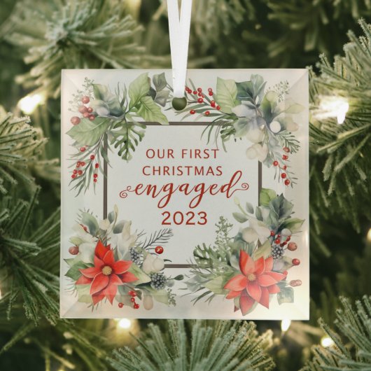 私たちの初めてのクリスマス婚約したオーナメント ガラスオーナメント (インサイチュ)
