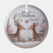 私たちの初めてのクリスマス婚約したオーナメント ガラスオーナメント (正面)