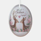 私たちの初めてのクリスマス婚約したオーナメント ガラスオーナメント (正面左)