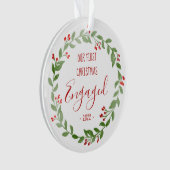 私たちの初めてのクリスマス婚約したカスタム写真リース オーナメント (正面)