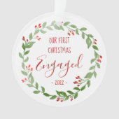 私たちの初めてのクリスマス婚約したカスタム写真リース オーナメント (正面)