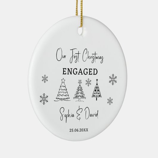 私たちの初めてのクリスマス婚約したカスタム婚約ギフト セラミックオーナメント (右)