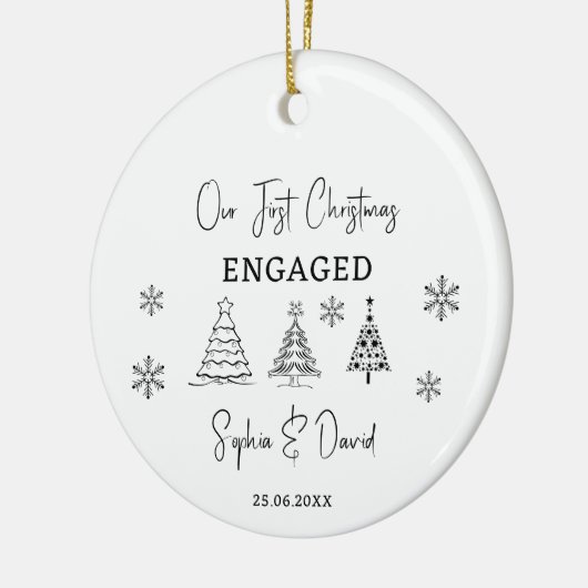 私たちの初めてのクリスマス婚約したカスタム婚約ギフト セラミックオーナメント (左)