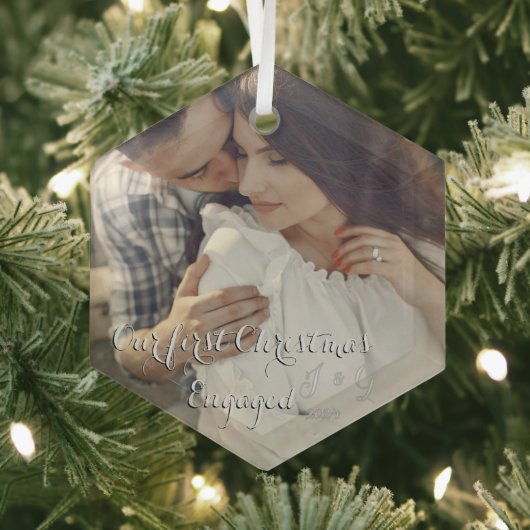 私たちの初めてのクリスマス婚約したガラスオーナメント ガラスオーナメント (インサイチュ)