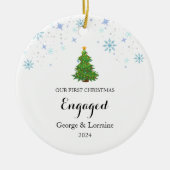 私たちの初めてのクリスマス婚約したキープサクスノーフレーク セラミックオーナメント (正面)