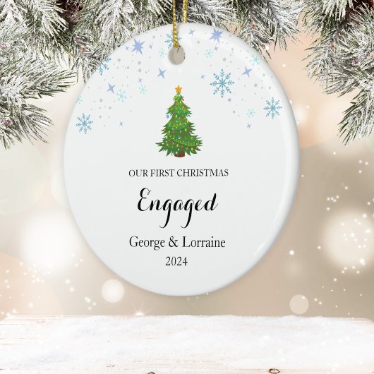私たちの初めてのクリスマス婚約したキープサクスノーフレーク セラミックオーナメント