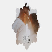 私たちの初めてのクリスマス婚約したクラシックのミニマル写真 オーナメントカード (右)