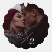 私たちの初めてのクリスマス婚約したクラシックのミニマル写真 オーナメントカード (正面)