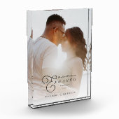 私たちの初めてのクリスマス婚約したクラシックのミニマル写真 フォトブロック (左)