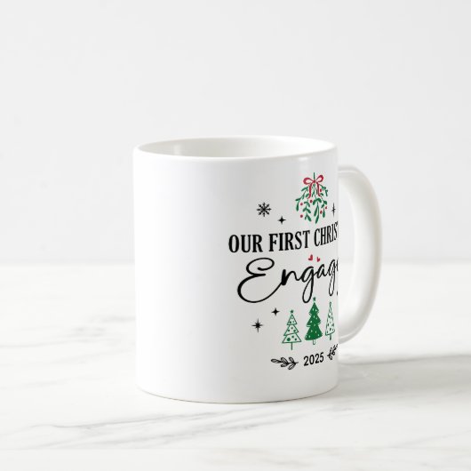 私たちの初めてのクリスマス婚約したコーヒーホリデイ コーヒーマグカップ (正面右)