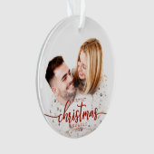 私たちの初めてのクリスマス婚約したシンプルのエレガント写真 オーナメント (正面)
