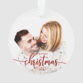 私たちの初めてのクリスマス婚約したシンプルのエレガント写真 オーナメント (裏面)