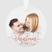 私たちの初めてのクリスマス婚約したシンプルのエレガント写真 オーナメント (裏面)