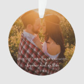 私たちの初めてのクリスマス婚約したシンプル写真 オーナメント (正面)