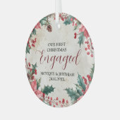 私たちの初めてのクリスマス婚約したセラミックオーナメント ガラスオーナメント (正面左)