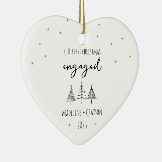 私たちの初めてのクリスマス婚約したハート セラミックオーナメント (右)