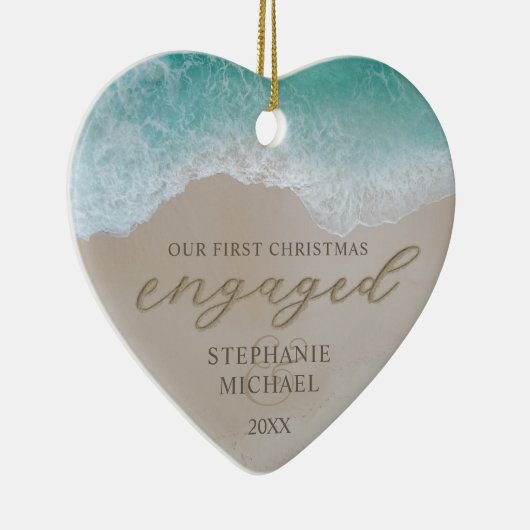 私たちの初めてのクリスマス婚約したビーチセラミックオーナメント セラミックオーナメント (右)